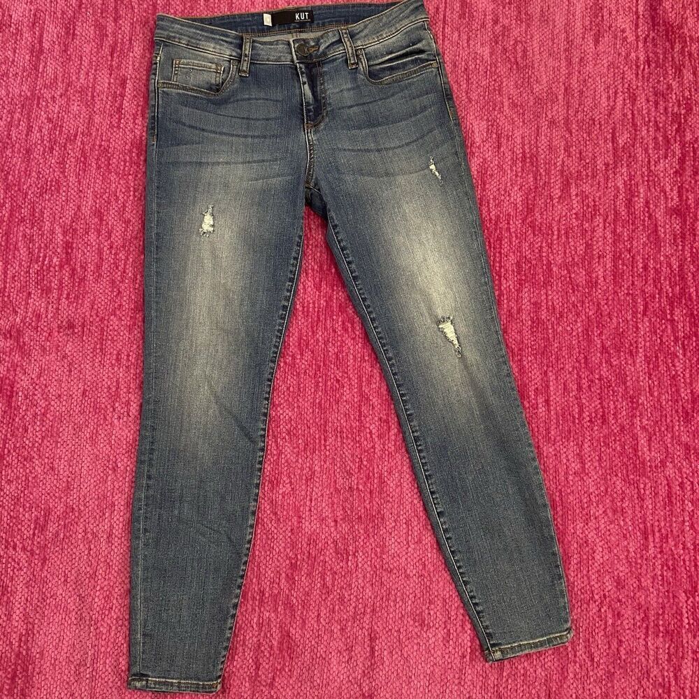 Kut From The Kloth Donna Ankle Skinny Distressed Jeans Blue Size 6